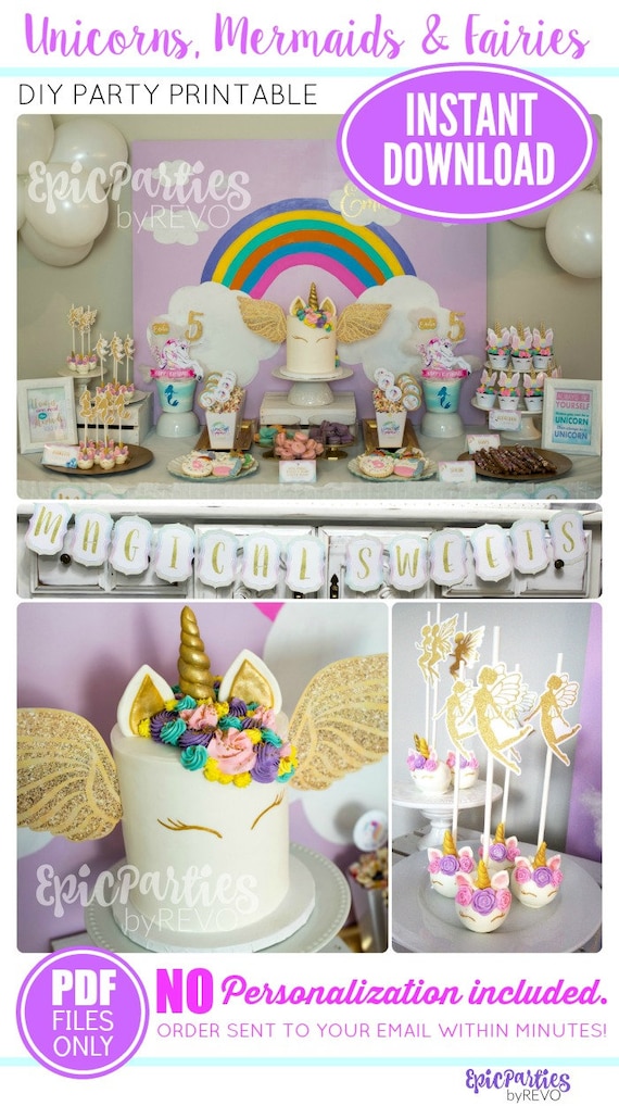 unicorn birthday party instant download unicorn party printable unicorn decorations unicorn party decorations epic parties by revo by epic parties by revo catch my party