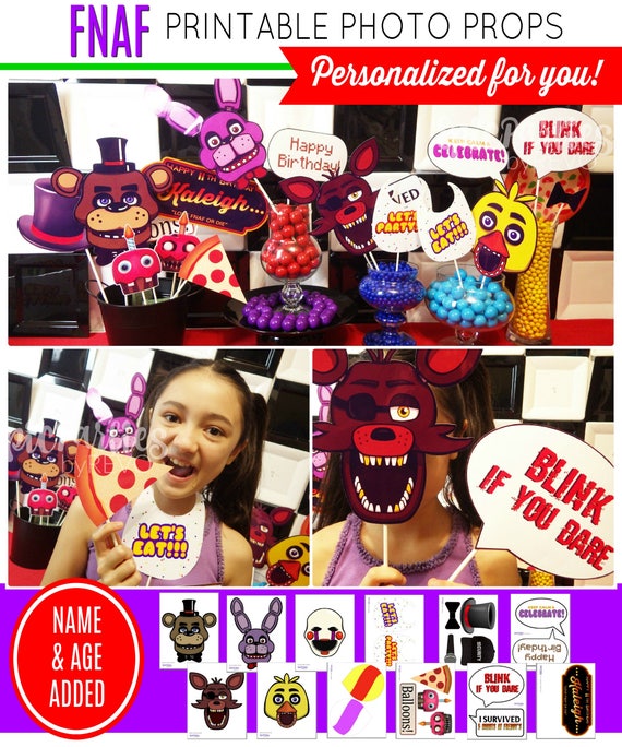 FNAF Birthday Photo Props Fnaf Party Printable Fnaf Birthday Decorations  Five Night's at Freddy's Photo Props Fnaf Bday Photo Props Fnaf DIY 