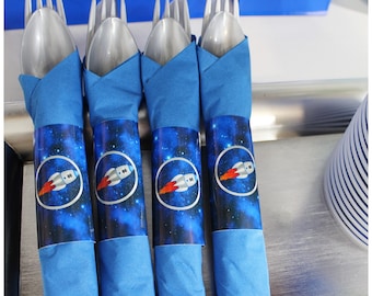 Decoración de cumpleaños de astronauta Servilleteros Descargar Decoración de cumpleaños espacial para cumpleaños del espacio exterior Primer viaje alrededor de la decoración del sol