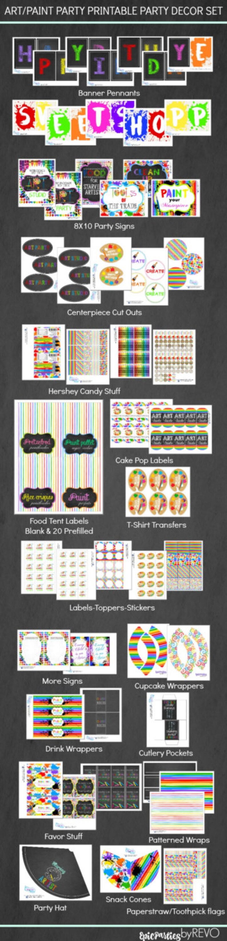 Art Party Art Birthday Decorations Art Birthday Party Artist Party Art Party Printables INSTANT DOWNLOAD Epic Parties by REVO