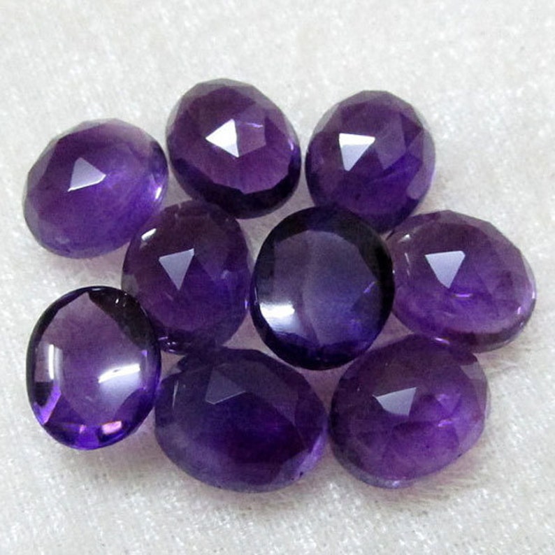 25 Pieces Wholesale Lot Natural Amethyst Oval Shape Rose Cut Gemstone For Jewelry
