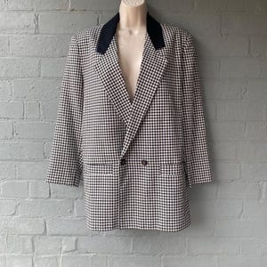 Vintage 1980/90&#39;s Black and White Gingham Check Blazer