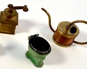 Collectible Miniatures Tootsie Toy Commode Dollhouse Miniature Housewares Copper Brass Metal Miniatures Set of Six Tiny Treasures