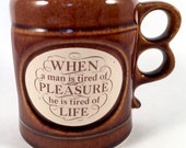 Vintage Collectible Aramis quot Pleasure quot Quote Shaving Mug Shaving Supplies Double-Barrel Trigger Handle Samuel Johnson The London Jug