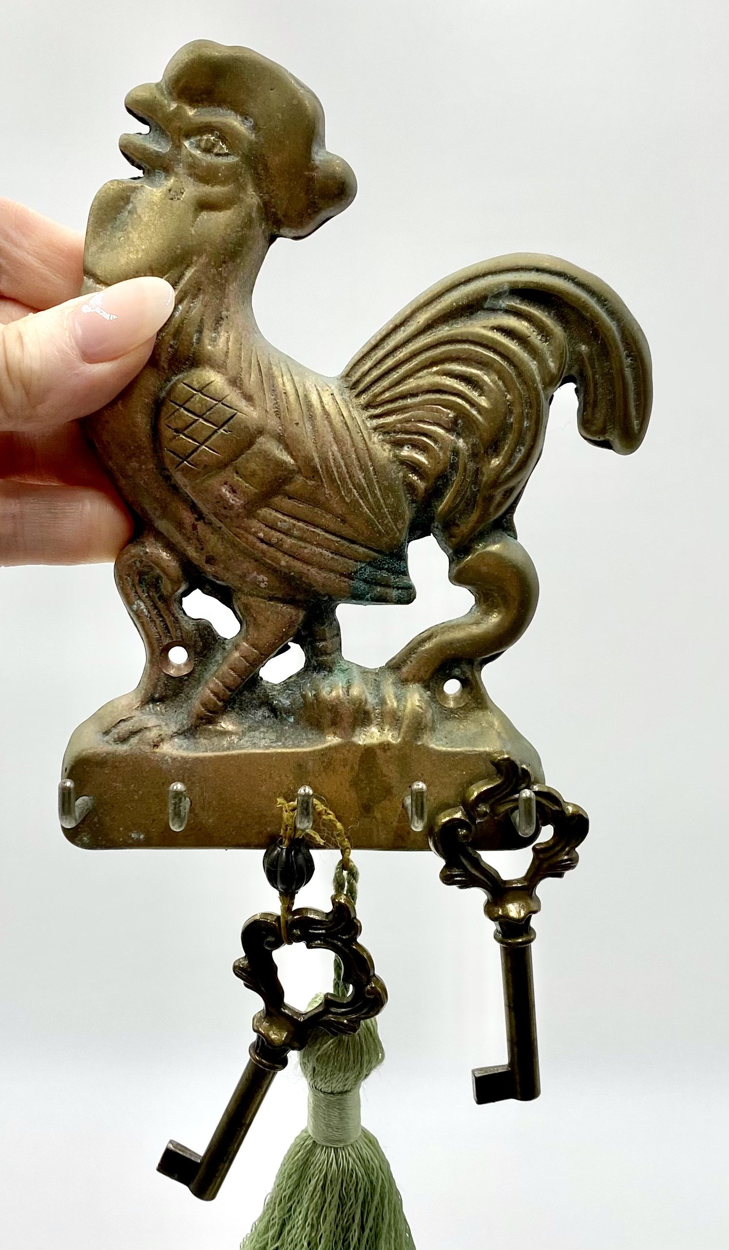 Roaster Key Rack Vintage Brass Chicken Rooster Key Holder | Key Hooks | Wall Hung Key ...