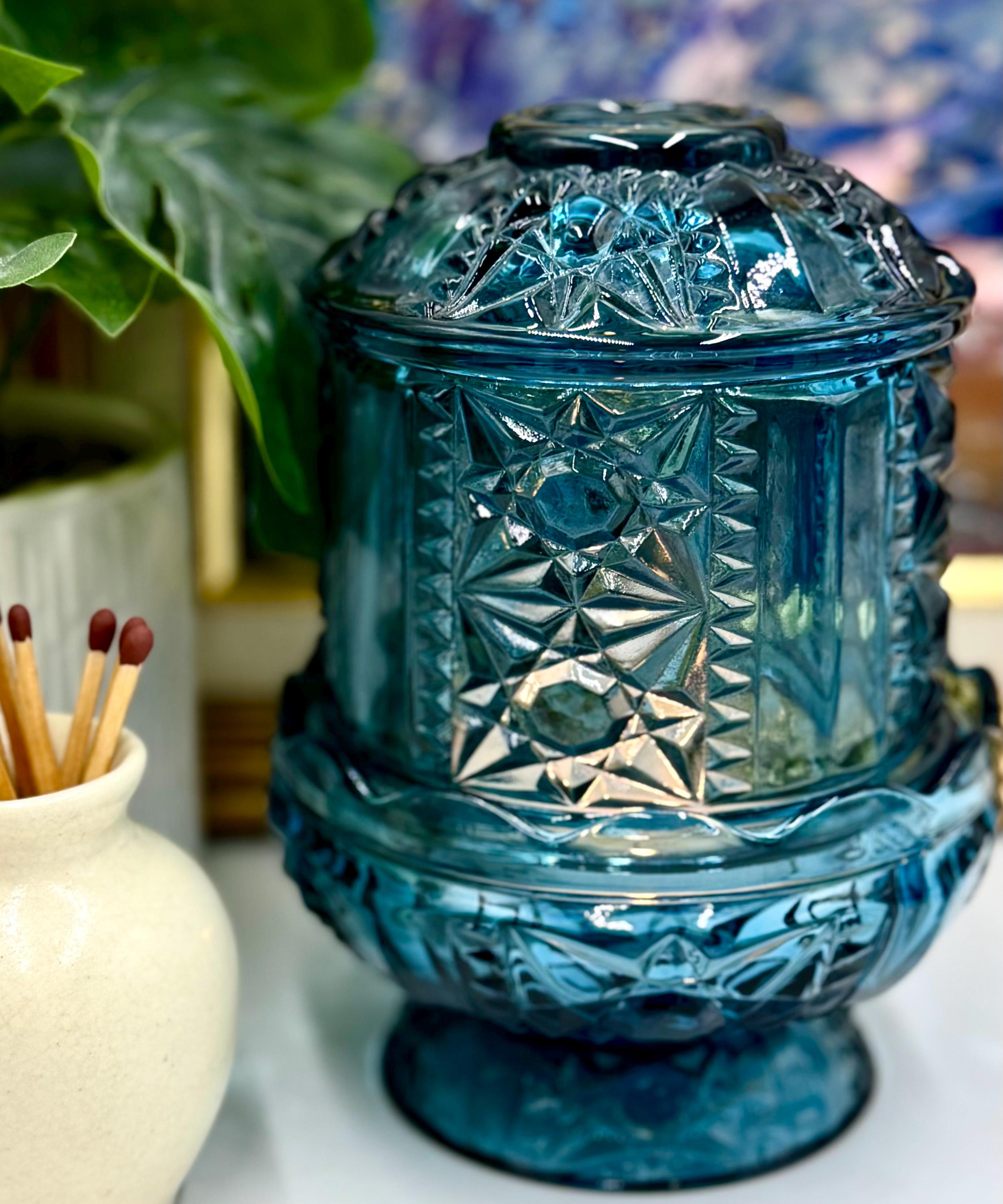 Indiana Glass Blue Fairy Lamp - Etsy