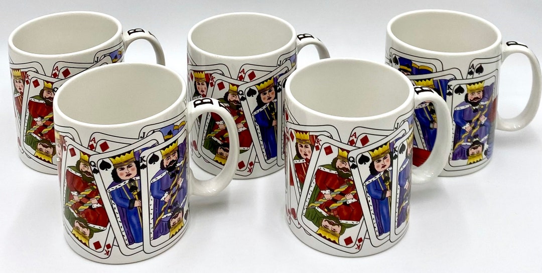Vintage Ceramic Coffee Mugs Card Game Mugs Mugs With Face Cards Bridge