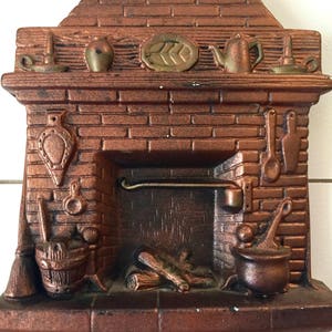 Vintage Key Hook Fireside | Fireplace | Kitchen Hearth Copper-Colored Plaster of Paris Key Storage | Key Display | Home Decor