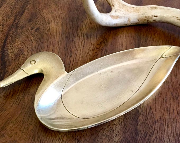 Vintage Mid Century Modern Brass Duck Waterfowl Trinket Tray Etsy