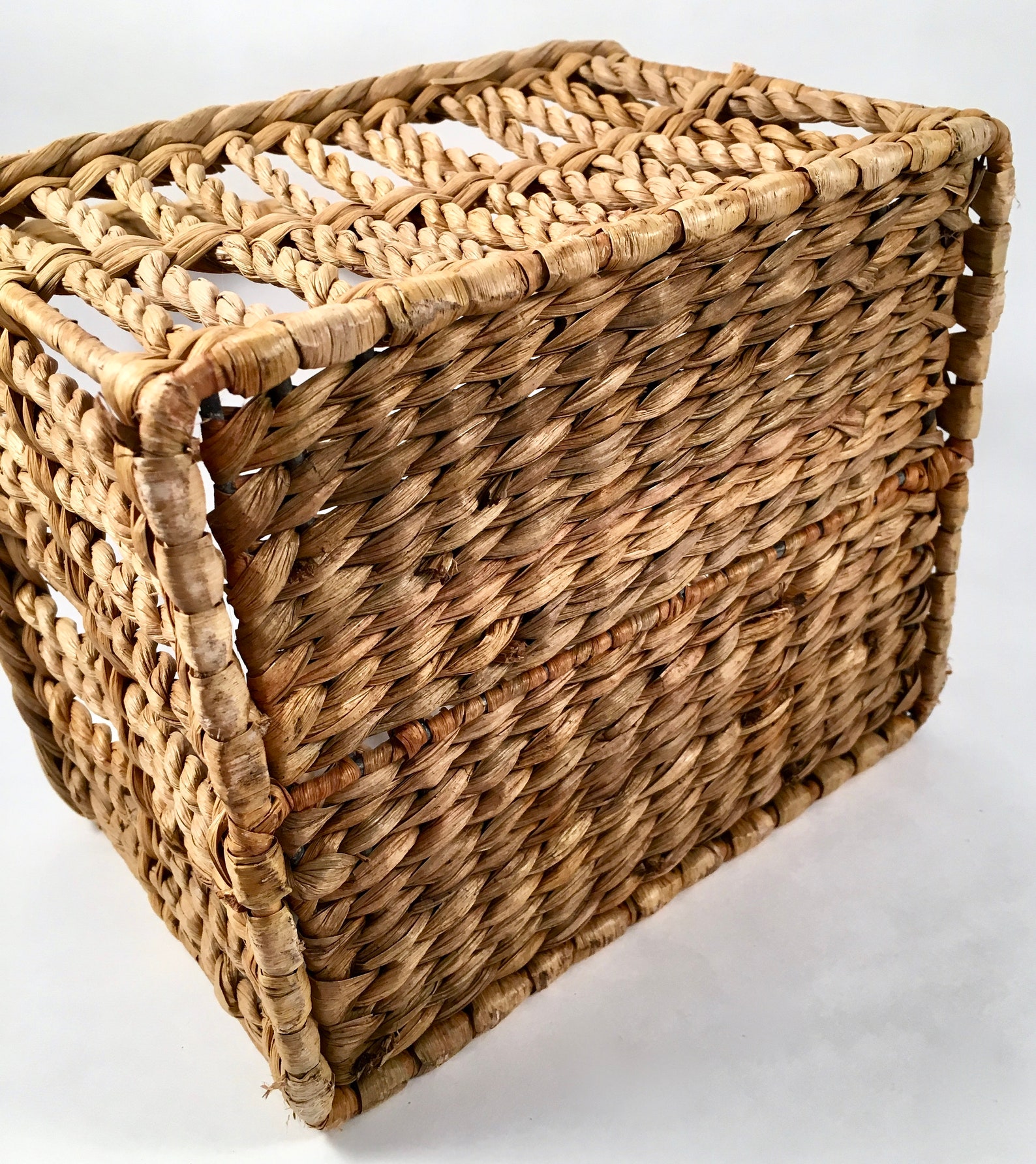 Vintage Cutlery Caddy Seagrass Wrapped Cutlery Basket Etsy