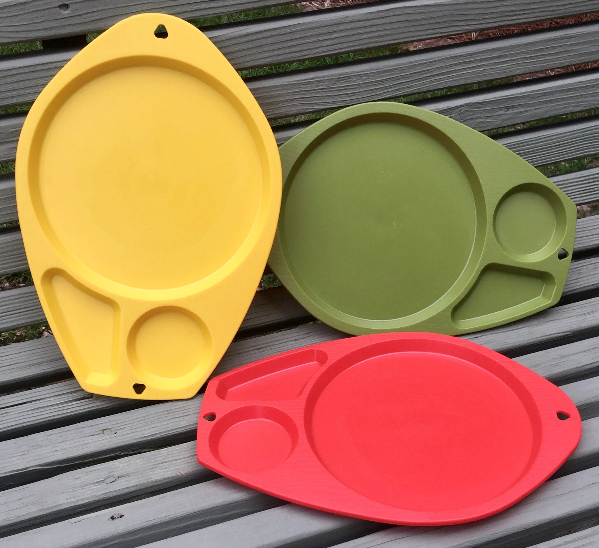 Vintage Cafeteria Trays, School Lunch Trays, Sold Individually, Green,  Pink, Peach, Camping, Picnic, Reunion, Divided Plate 