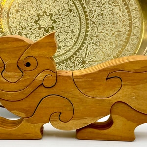 Scroll Saw Wood Puzzle | Foo Dog Puzzle | Chinese Lion Dog Puzzle | Large Puzzle Pieces | Wooden Puzzle | Asian Puzzle
