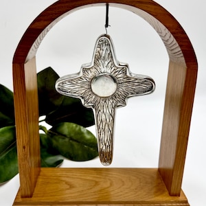 Vintage Wooden Display Stand | Arched Wooden Stand with Hook | Pocket Watch Display | Ornament Chimes Air Plant Display Arch