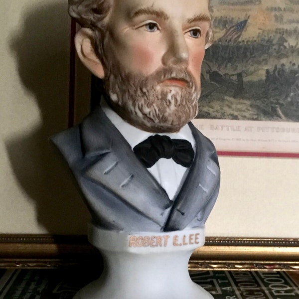 Finely Crafted Vintage Lefton China Porcelain Bust Robert E. Lee Confederate General Civil War United States History Military Memorabilia