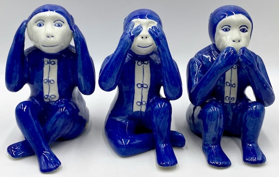 Vintage Ceramic No Evil Monkeys | Hear No Evil | See No Evil