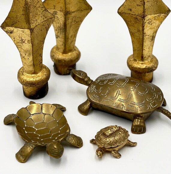Vintage Brass Turtle Figurine - Small Animal Statue For Home Decor Collection