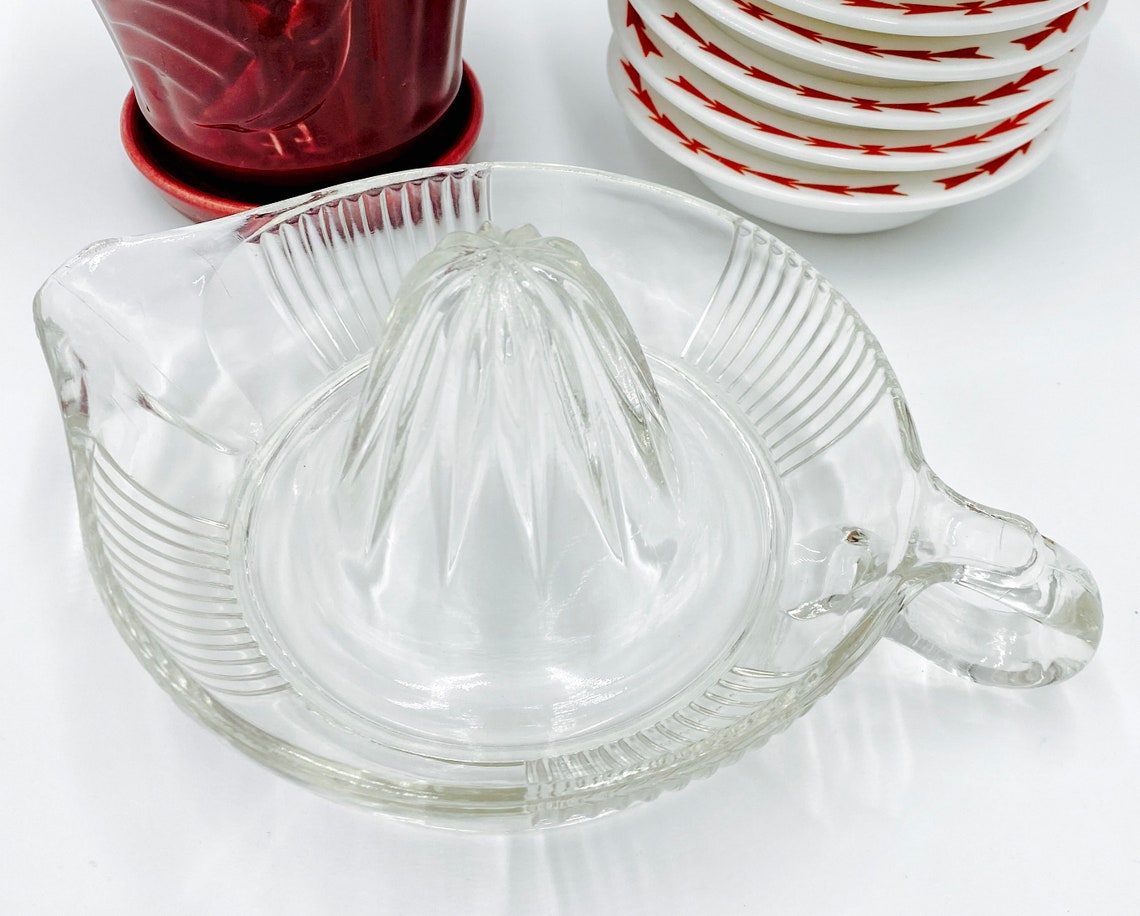Vintage Solid Glass Citrus Reamer Thick Clear Glass Citrus Etsy
