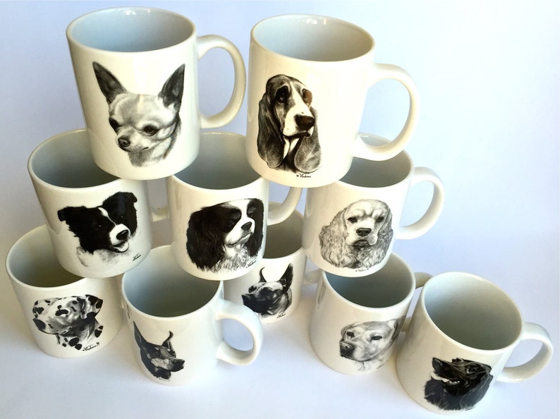 Vintage Coffee Mug With Dog Porcelain Ceramic Coffee Mug by Etsy