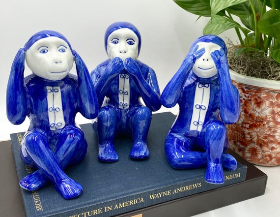 Vintage Ceramic No Evil Monkeys | Hear No Evil | See No Evil