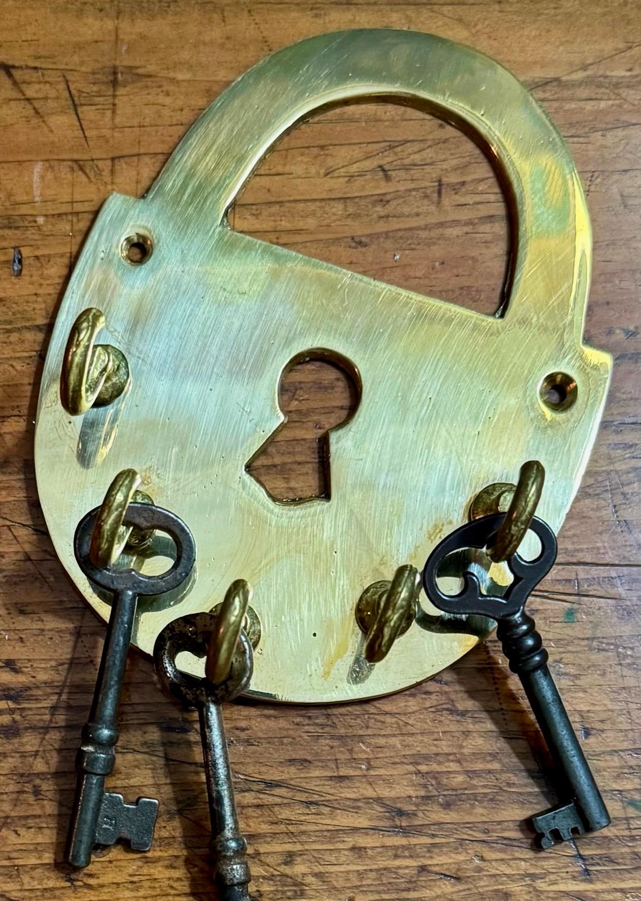 Super-cool Solid Brass Padlock Key Organizer With Five Hooks