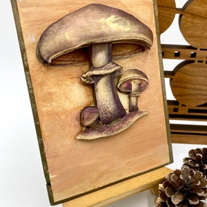 Vintage Mushroom Art | Original Layered Paper Art | Dimensional Paper Art | 3D Mushroom Art | Hand-Painted Mushroom Paper Art