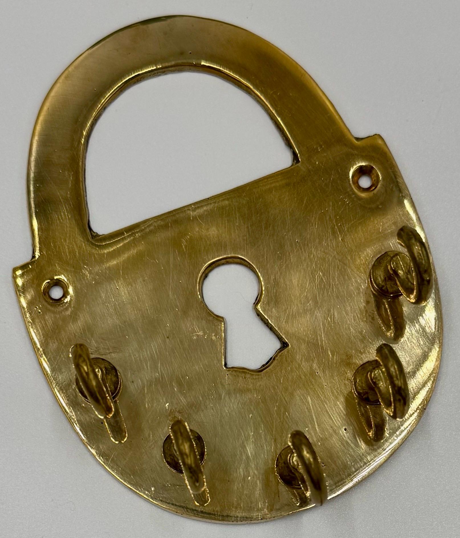 Super-cool Solid Brass Padlock Key Organizer With Five Hooks