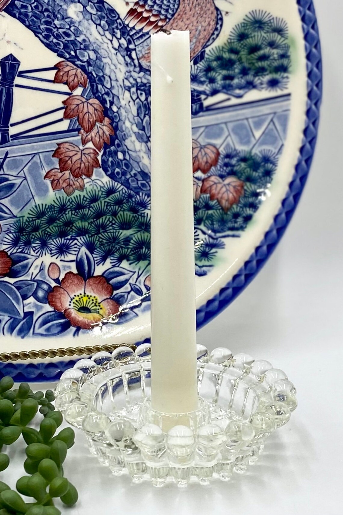 Vintage Depression Glass Candle Holders Clear Pressed Glass Etsy