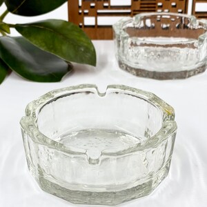 Vintage Glass Ashtray | Clear Optic Glass Ashtray | Ice Glass Ashtray | Mid Century Modern Glass Ashtray | Trinket Dish | Cigarette Ashtray