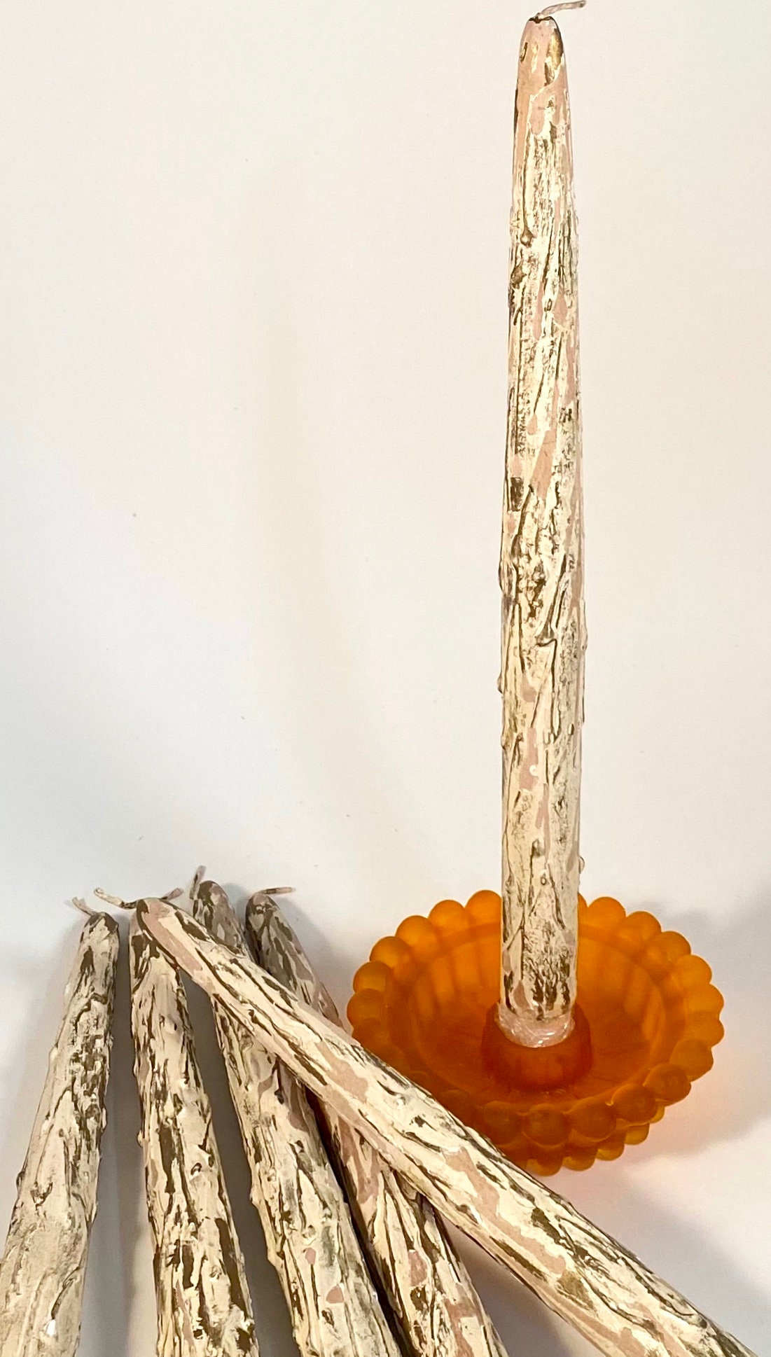 Vintage Faux Taper Candles Wooden Drippy Candles with Wicks Etsy