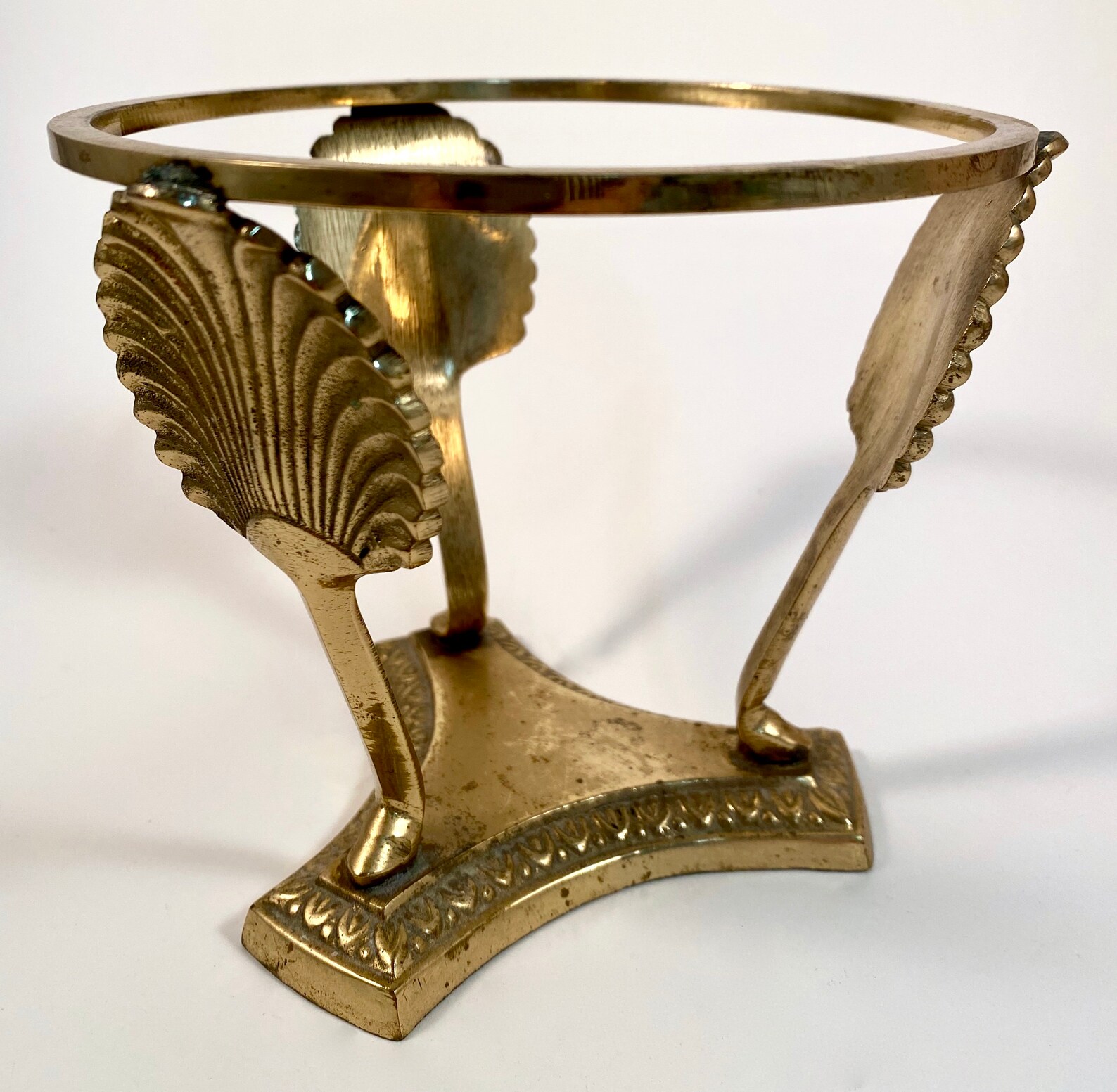 Vintage Gold Round Pedestal Display Stand Large Triple Leg Etsy