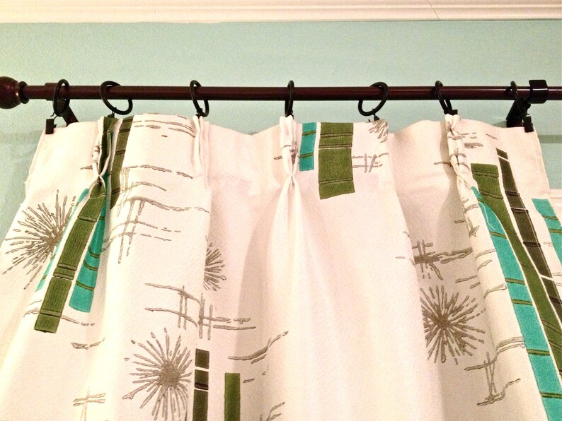 Vintage Retro Mid Century Modern Pinch Pleat Drapes Curtains Etsy