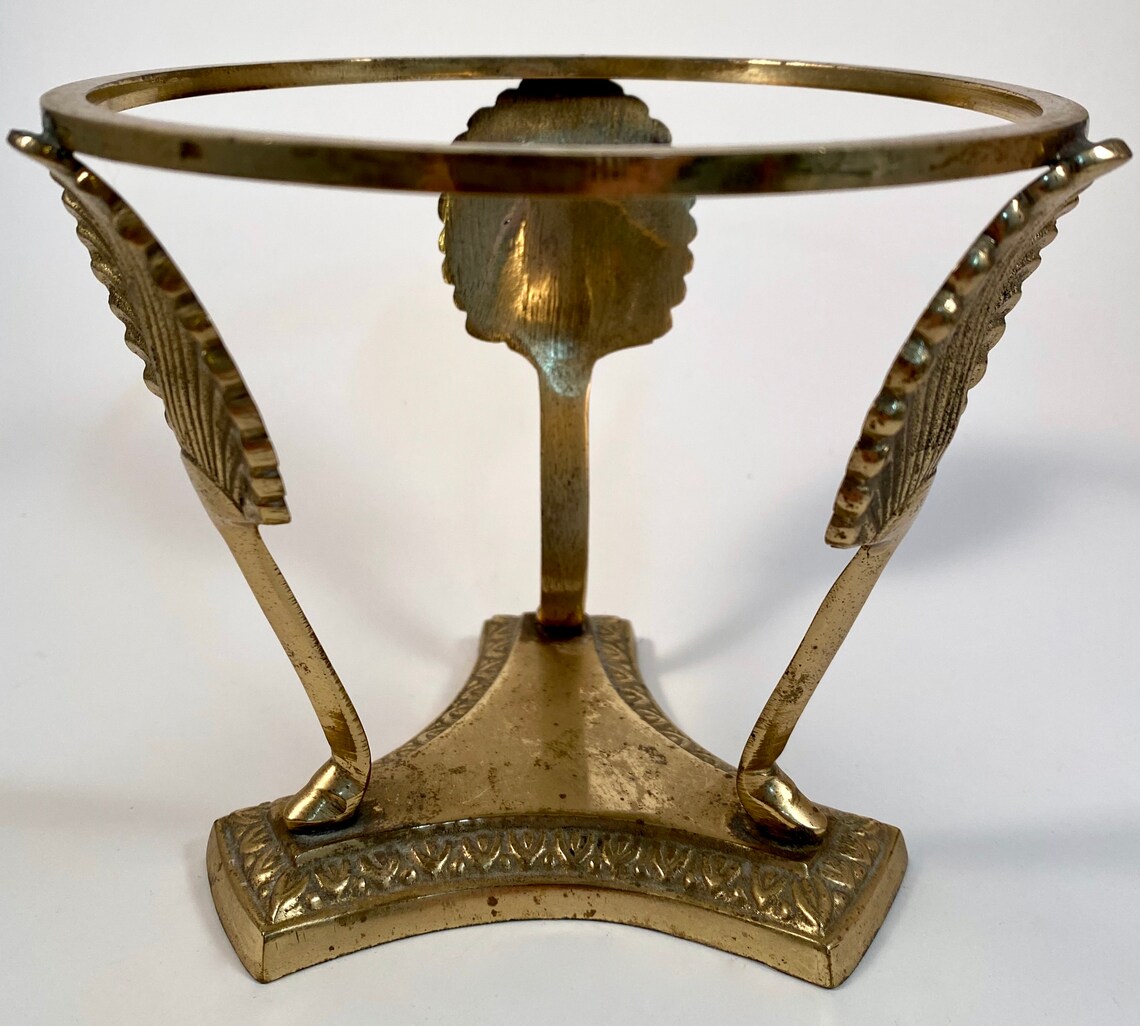 Vintage Gold Round Pedestal Display Stand Large Triple Leg Etsy