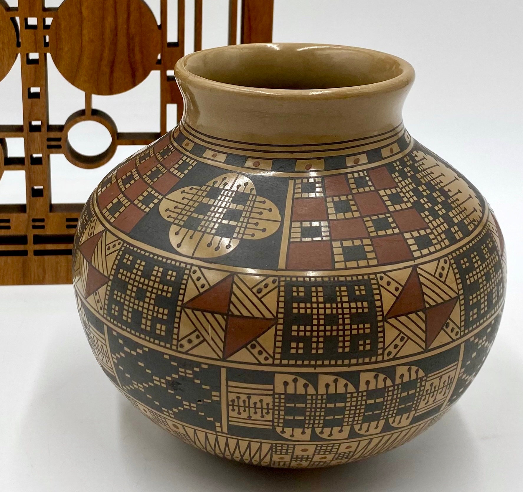 Collectible Vintage Polychrome Olla Vase | Mexican Ceramic