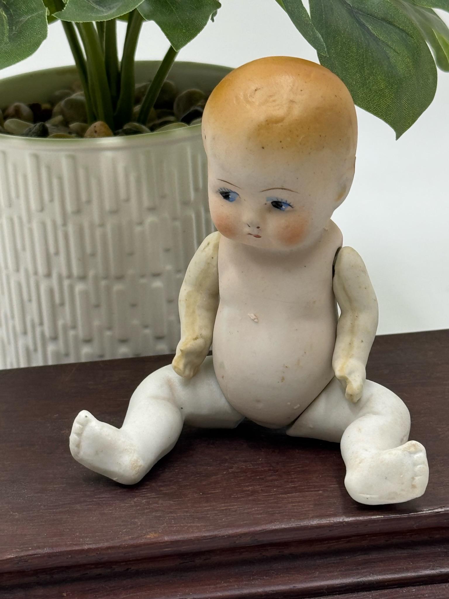 * antique doll ୨୧ ストローハットの ペグドールさん Bargain John's Antiques | Antique Character Baby Doll with