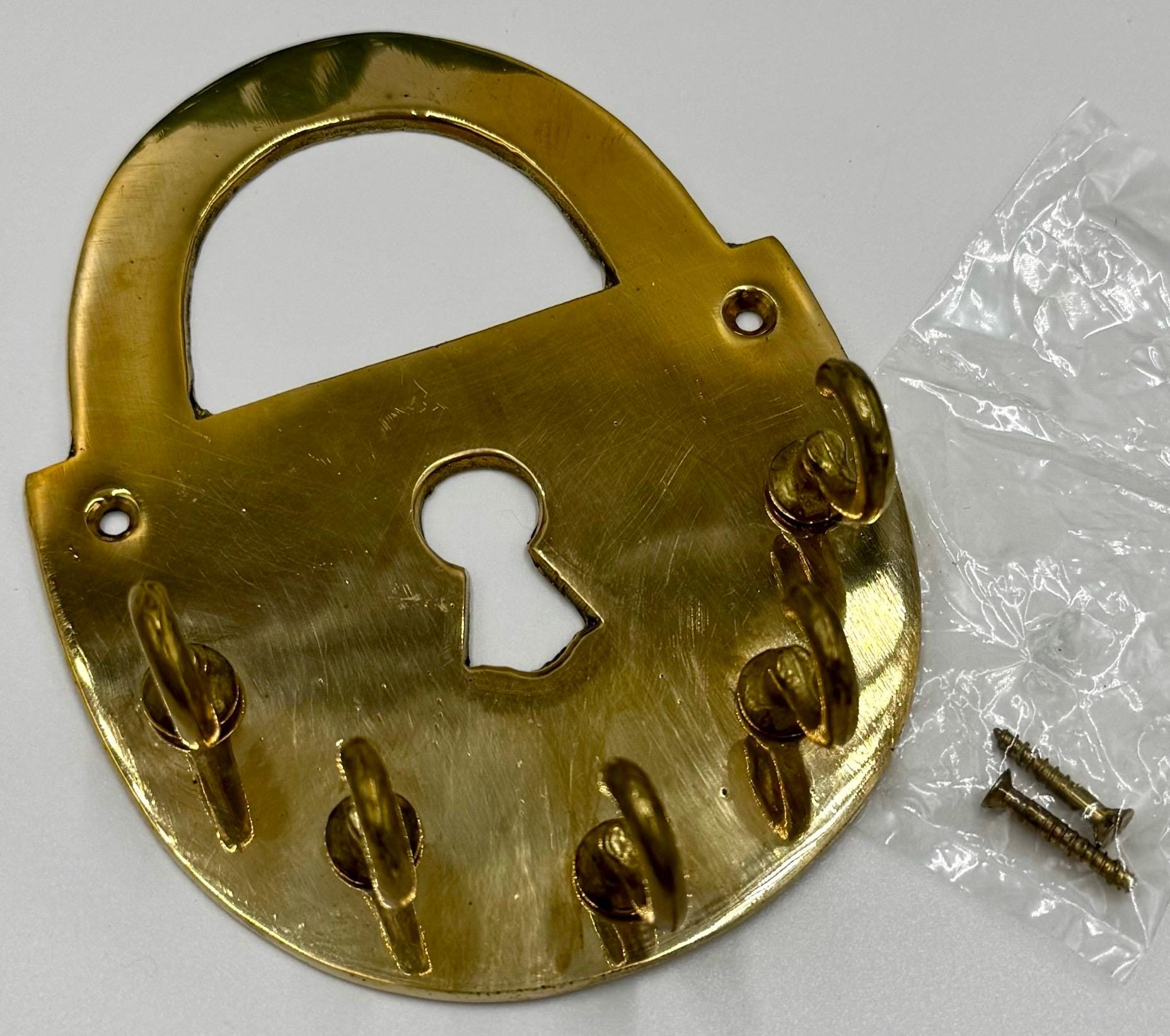 Super-cool Solid Brass Padlock Key Organizer With Five Hooks