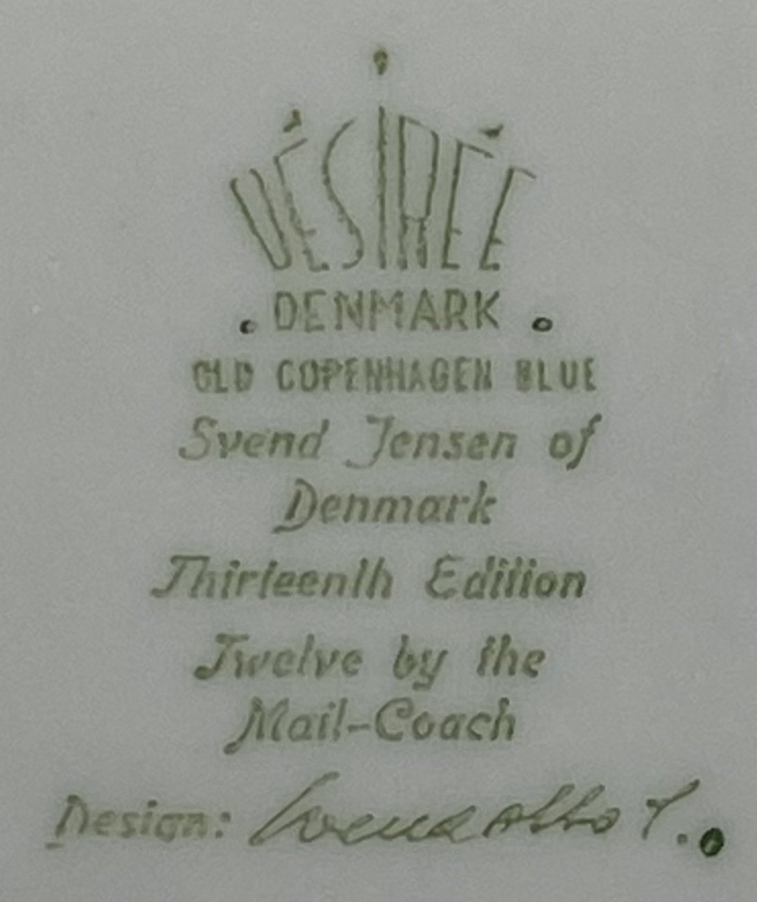 Desiree Denmark Old Copenhagen Blue Collectible Plate | Blue and