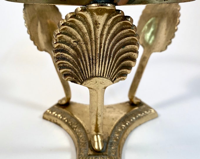 Vintage Gold Round Pedestal Display Stand Large Triple Leg Etsy