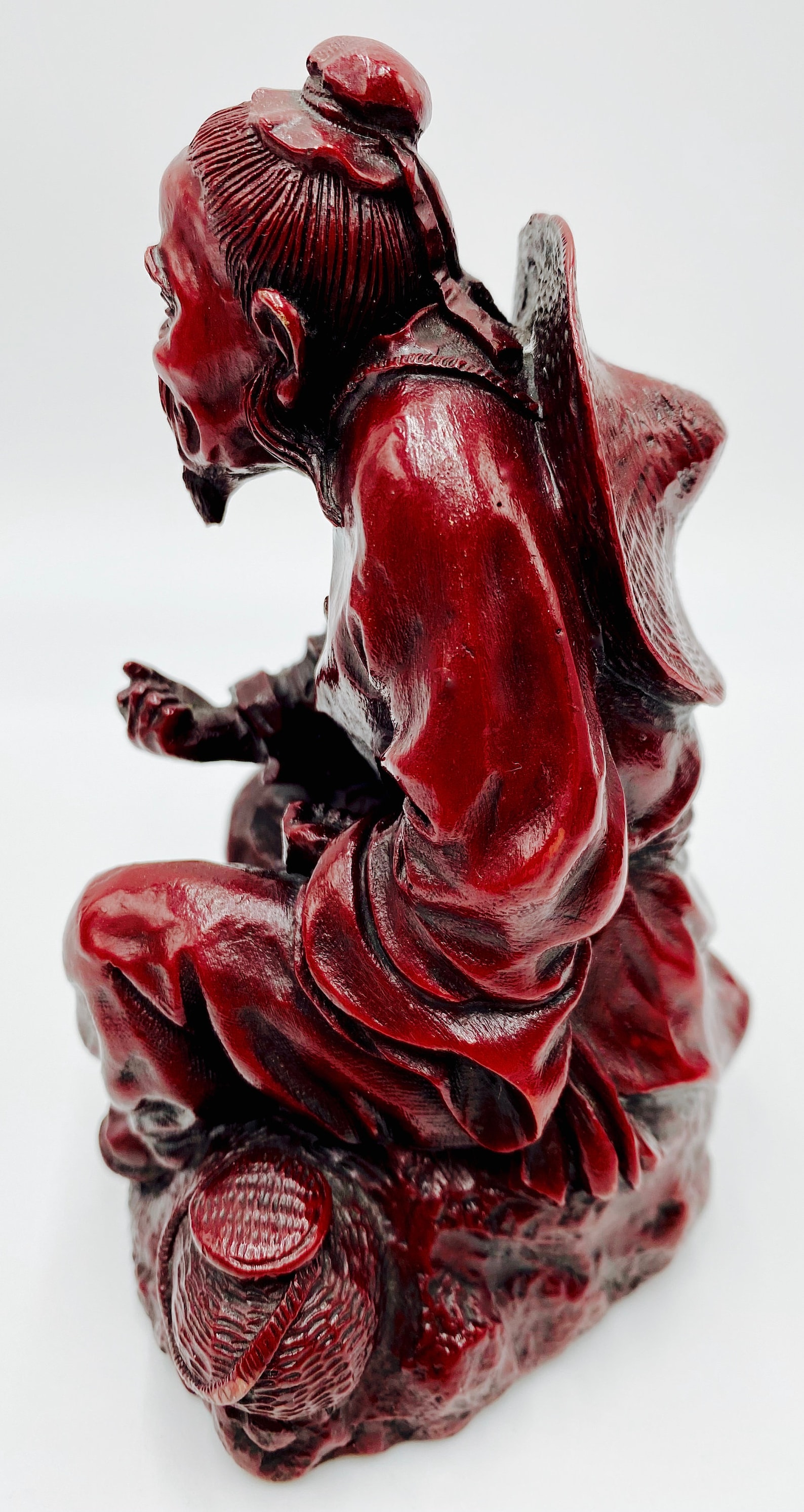 Vintage Red Resin Chinese Wise Man Chinese Import Figurine Etsy
