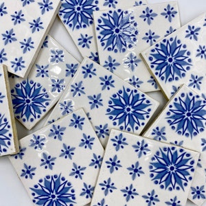 Beautiful Blue and White Ceramic Tiles  | Cera Tile Ceramic Wall Tiles | Backsplash Counter Floor Accent Tiles | Tile for Coaster or Trivet