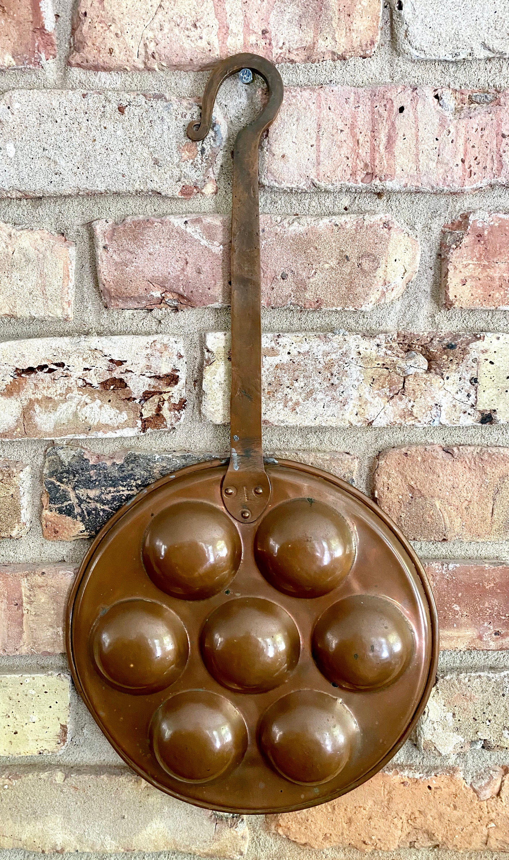 Vintage Copper Aebleskiver Pan æbleskiver Pastry Pan Large Copper Cooking  Pan With Hook Handle Copper Kitchen Decor Made in Denmark 