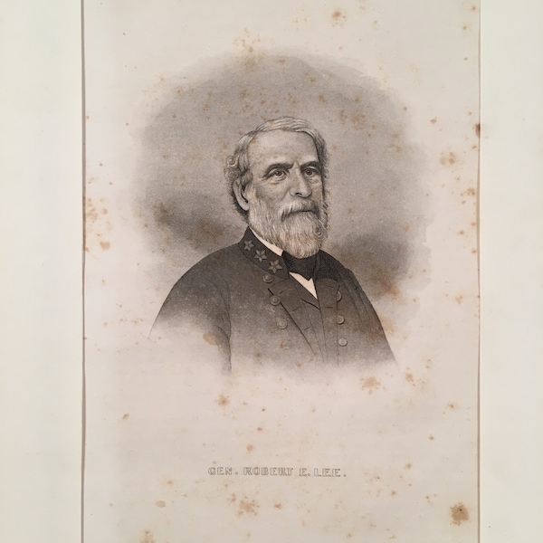 Portrait of General Robert E. Lee | Confederate General | US Civil War | Antique Book Page | History of the Great Rebellion