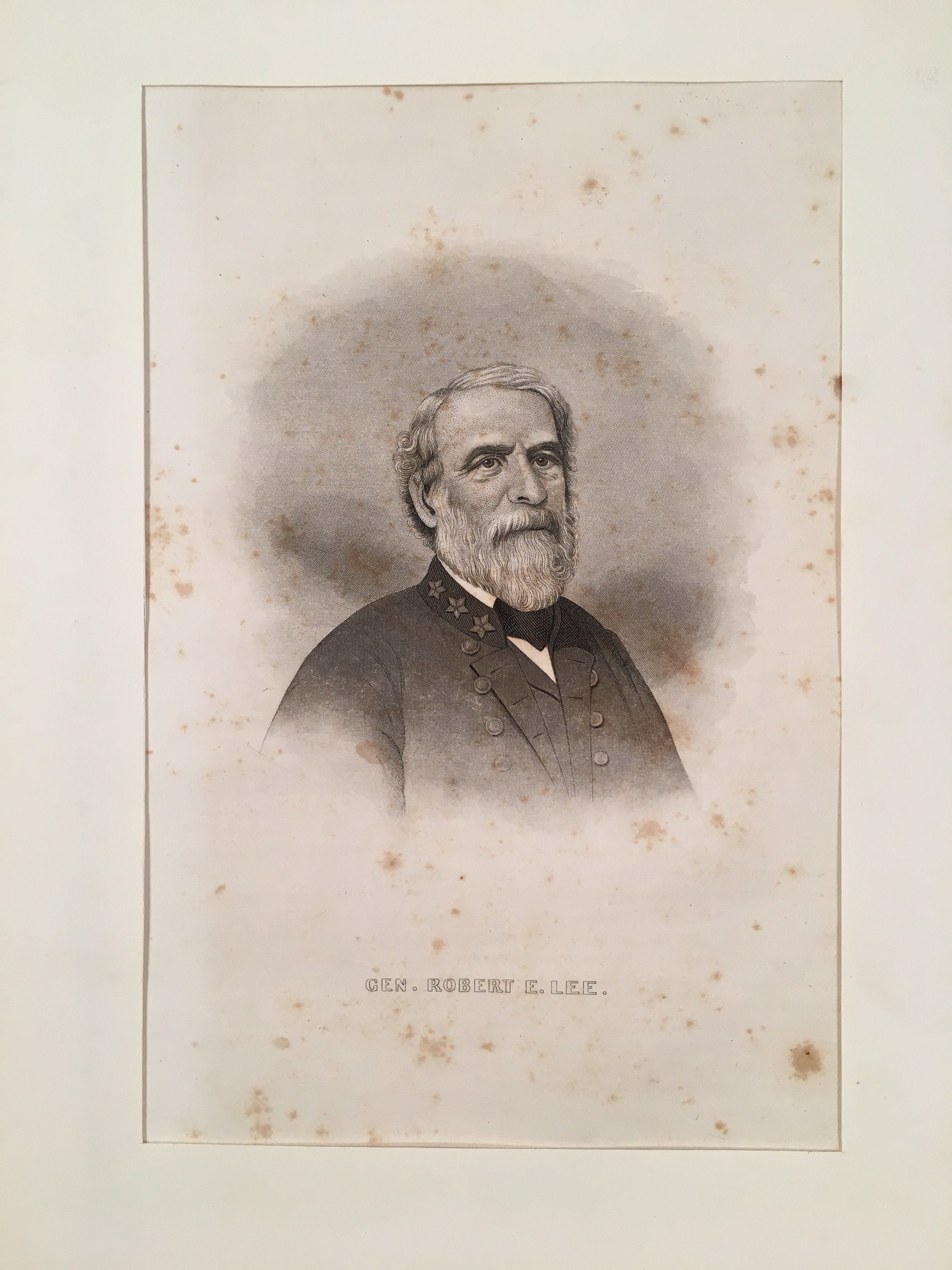 Portrait of General Robert E. Lee | Confederate General | US Civil War | Antique Book Page | History of the Great Rebellion