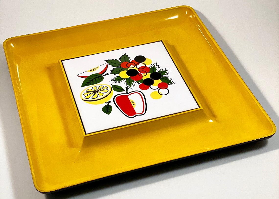 Retro Cheese and Cracker Tray Lacquered Snack Serving Tray Etsy
