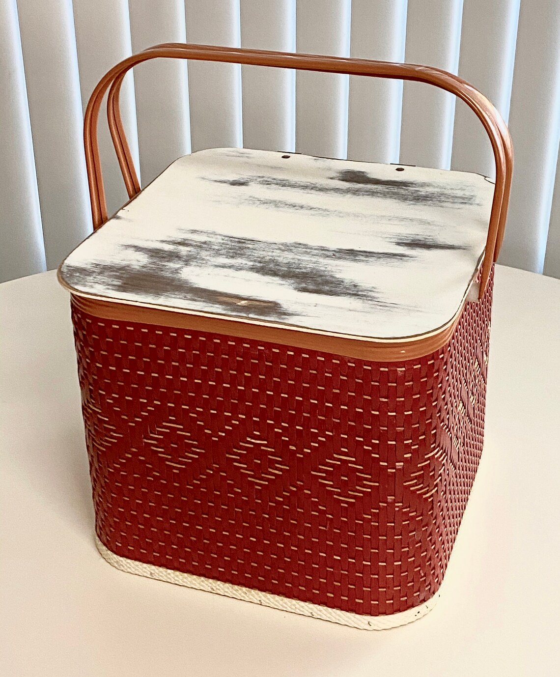 Vintage Retro Picnic Hamper Large Cube Hamper With Wooden Etsy UK