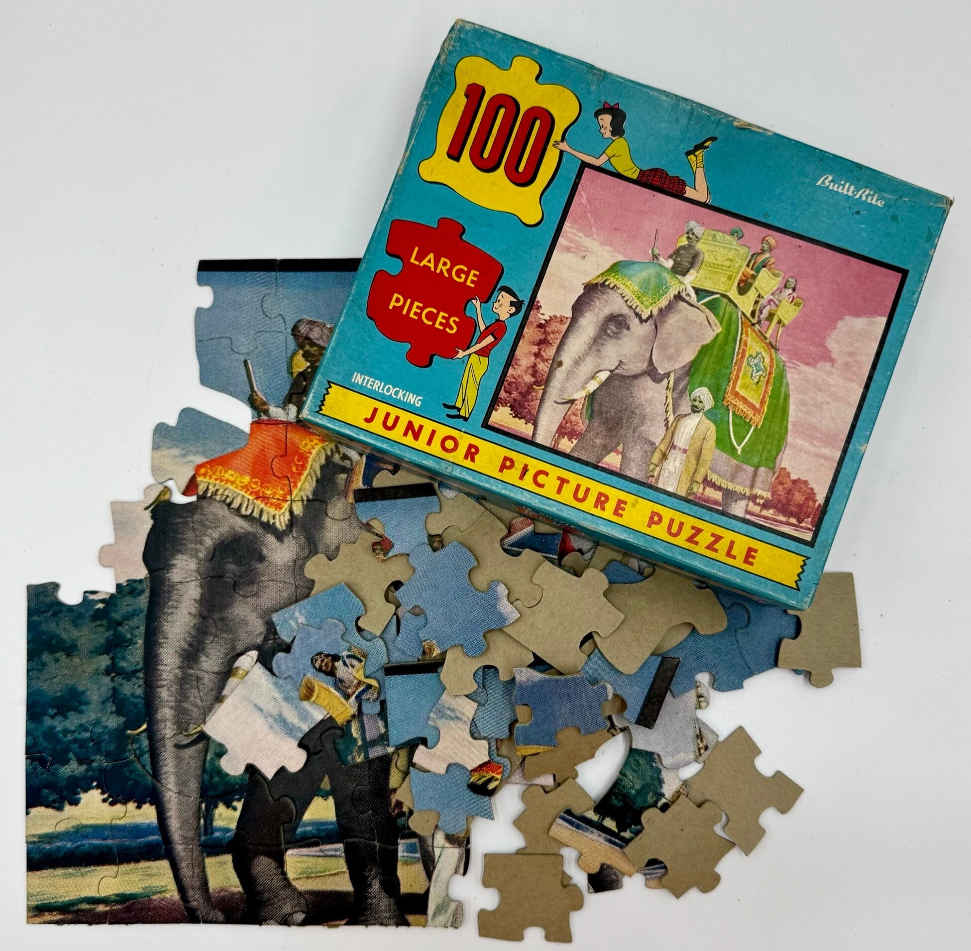 Vintage Built-rite Puzzle | 100 Interlocking Cardboard Puzzle Pieces ...