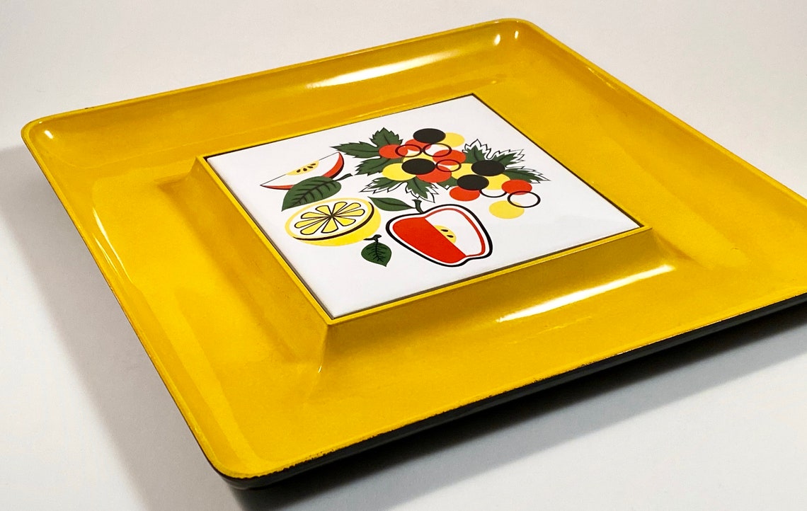 Retro Cheese and Cracker Tray Lacquered Snack Serving Tray Etsy