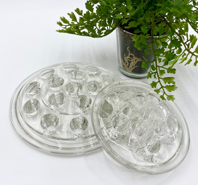 Vintage Clear Glass Flower Frog Heavy Glass Flower Frog Etsy