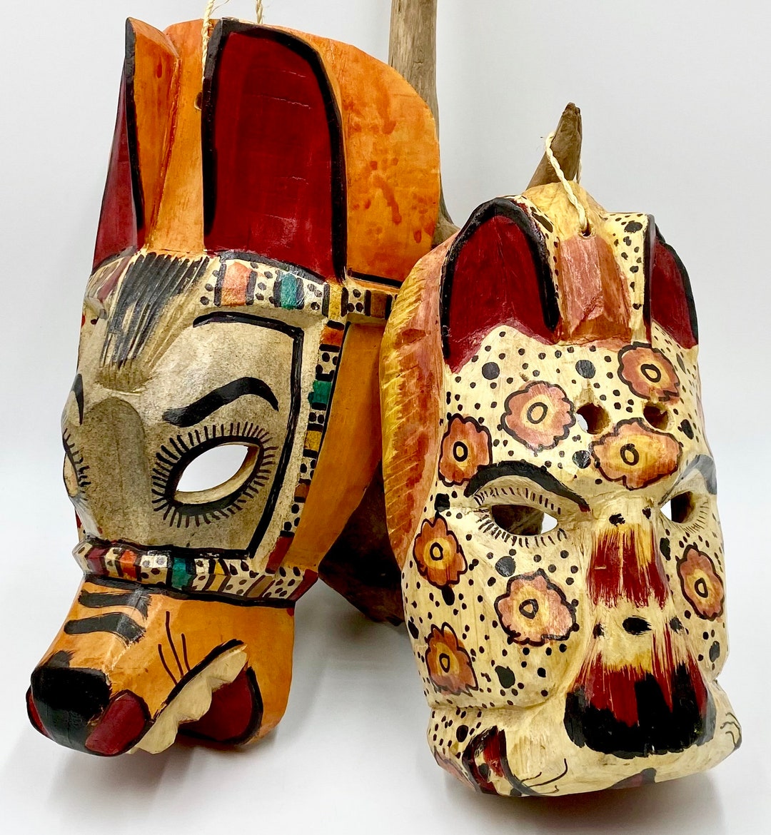 Carved and Painted Mask Decor Indigenous Folk Art Mask Lion Mask Donkey Mask Painted Wood Mask