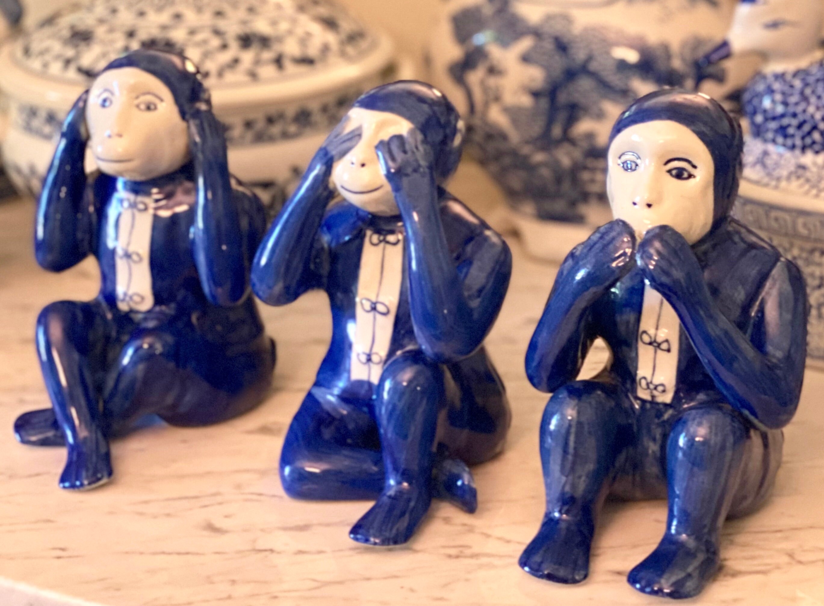 Vintage Ceramic No Evil Monkeys | Hear No Evil | See No Evil