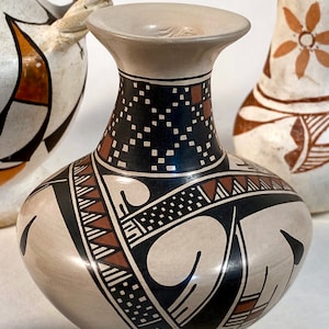 Beautiful Miniature Polychrome Vase with a Geometric Pattern | Gabino Ledezma Pottery Vessel | Mata Ortiz Mexican Pottery Vase